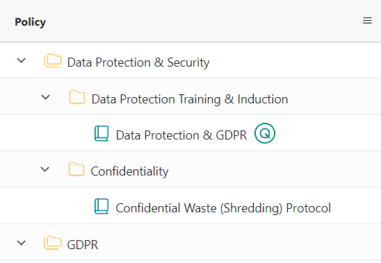 ProtectPlus - Policies - Category view