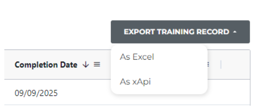 ProtectPlus - Training - Export training record