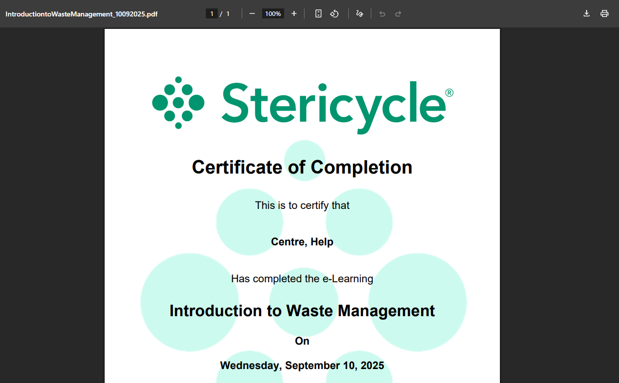 Learning - Certificate